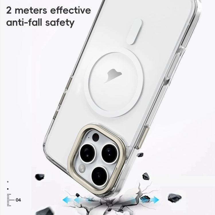 For iPhone 16 Pro Frosted Crystal Clear Lens Holder MagSafe Magnetic Phone Case(Transparent) - iPhone 16 Pro Cases by PMC Jewellery | Online Shopping South Africa | PMC Jewellery | Buy Now Pay Later Mobicred