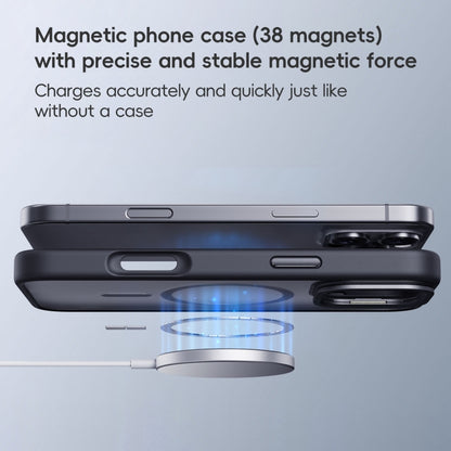 For iPhone 16 Frosted Lens Holder MagSafe Magnetic Phone Case(Black) - iPhone 16 Cases by PMC Jewellery | Online Shopping South Africa | PMC Jewellery | Buy Now Pay Later Mobicred