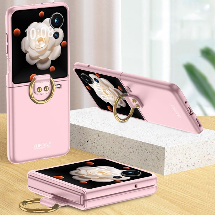 For Honor Magic V Flip GKK Ultra-thin Full Coverage Phone Case with Ring(Pink) - Honor Cases by GKK | Online Shopping South Africa | PMC Jewellery | Buy Now Pay Later Mobicred