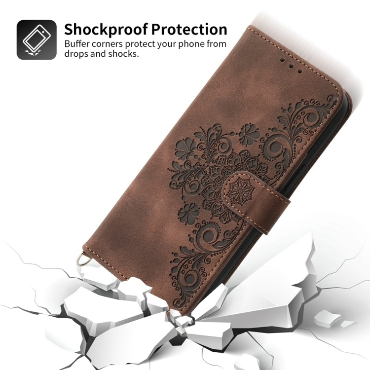 For Redmi K70 Ultra Skin Feel Flowers Embossed Wallet Leather Phone Case(Brown) - Xiaomi Cases by PMC Jewellery | Online Shopping South Africa | PMC Jewellery | Buy Now Pay Later Mobicred