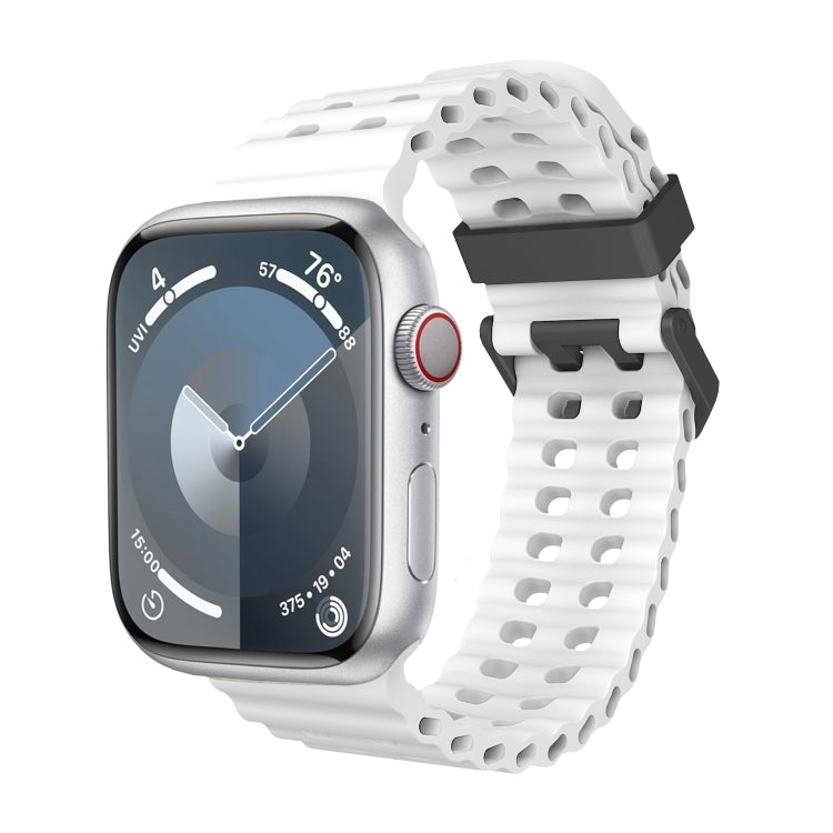 For Apple Watch Series 8 45mm Ocean Dual-Row Hole Silicone Watch Band(White) - free shipping - PMc TechLife - Order now!