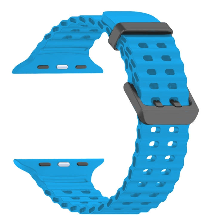For Apple Watch Series 8 45mm Ocean Dual-Row Hole Silicone Watch Band(Blue) - free shipping - PMc TechLife - Order now!