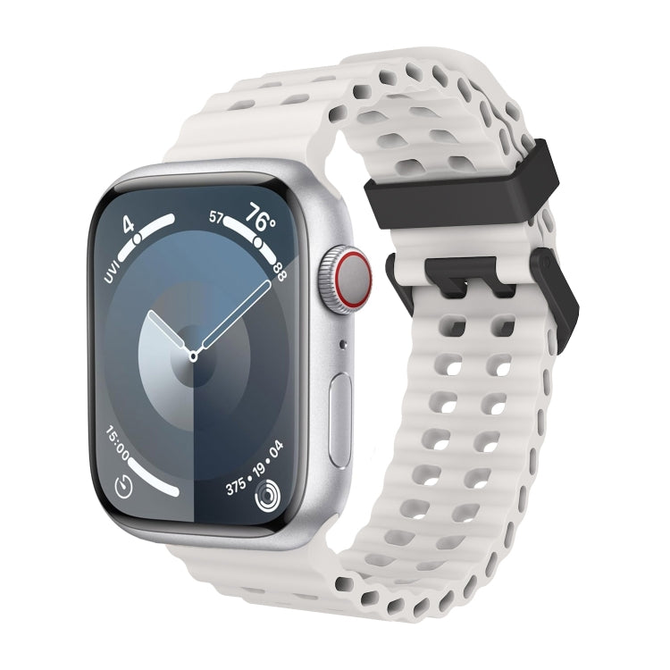 For Apple Watch Series 7 45mm Ocean Dual-Row Hole Silicone Watch Band(Starlight) - free shipping - PMc TechLife - Order now!