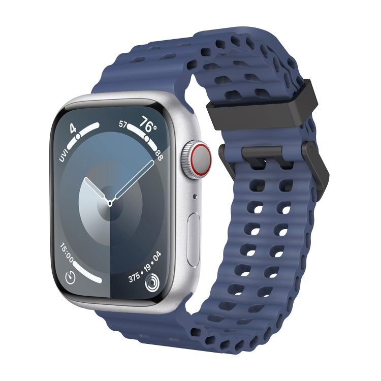 For Apple Watch SE 44mm Ocean Dual-Row Hole Silicone Watch Band(Midnight Blue) - free shipping - PMc TechLife - Order now!