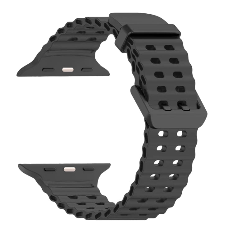 For Apple Watch Series 3 42mm Ocean Dual-Row Hole Silicone Watch Band(Grey) - free shipping - PMc TechLife - Order now!