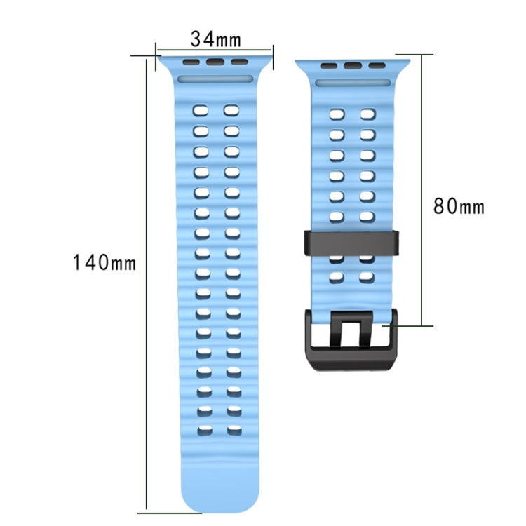 For Apple Watch SE 44mm Ocean Dual-Row Hole Silicone Watch Band(Blue) - free shipping - PMc TechLife - Order now!