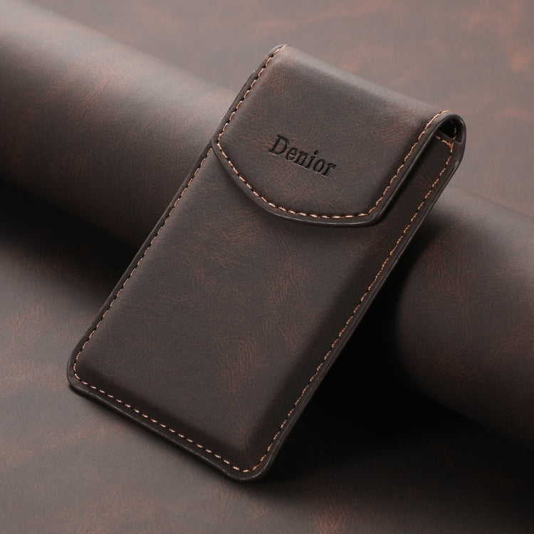 Denior V12 MagSafe Magnetic Phone PU Card Sleeve(Brown) - Others Accessories by Denior | Online Shopping South Africa | PMC Jewellery | Buy Now Pay Later Mobicred