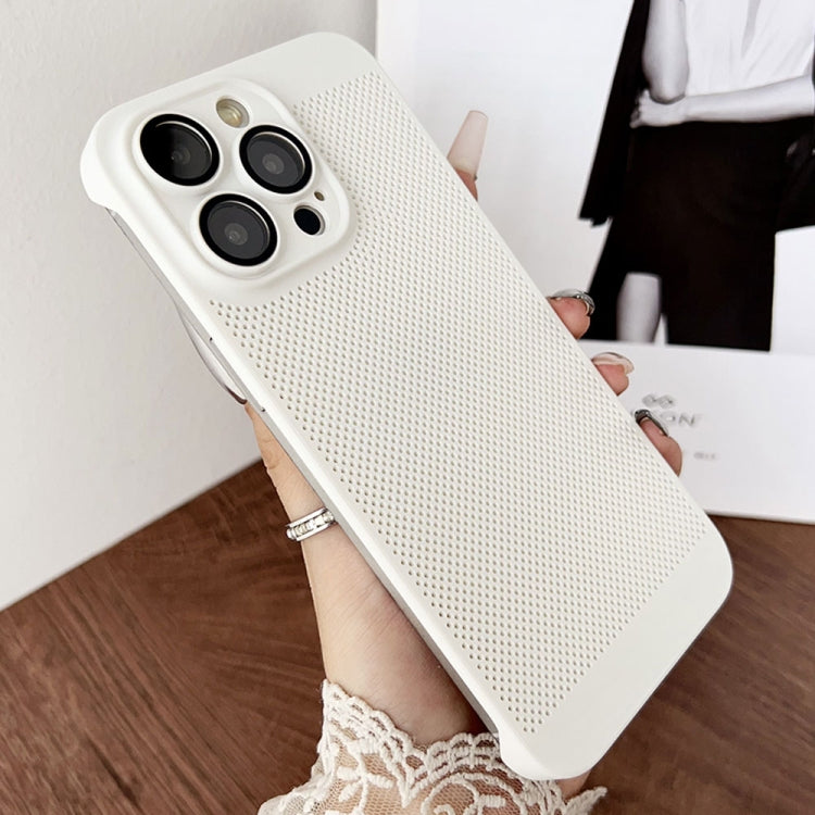 For iPhone 15 Pro Frameless Oil Spray PC Cooling Phone Case(White) - iPhone 15 Pro Cases by PMC Jewellery | Online Shopping South Africa | PMC Jewellery | Buy Now Pay Later Mobicred