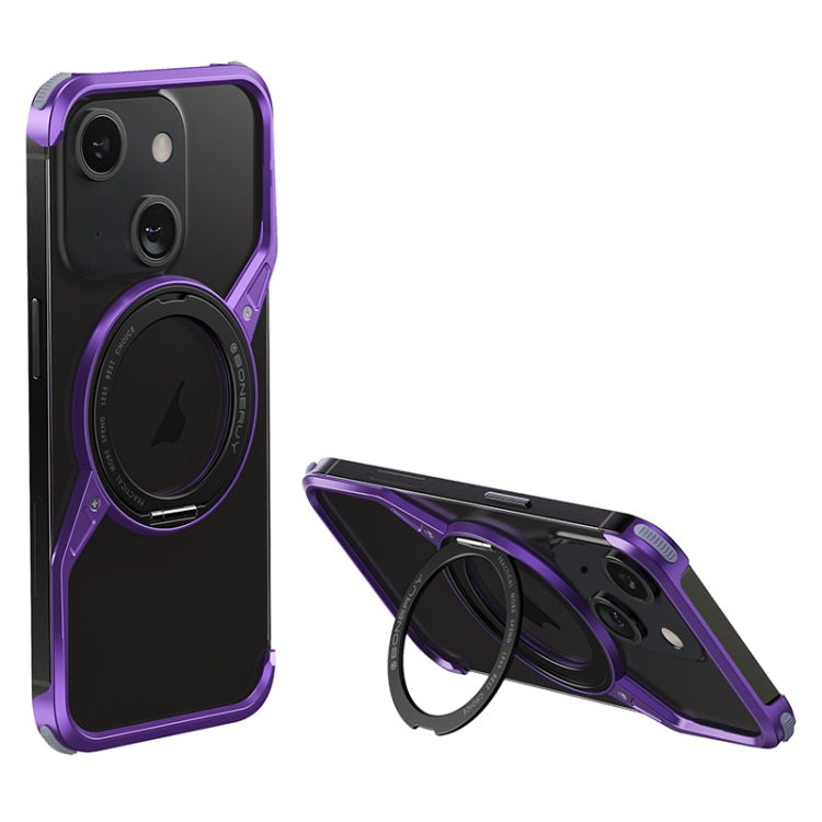 For iPhone 14 Frameless Rotation Holder Magsafe Metal Phone Case(Dark Purple) - free shipping - PMC Jewellery - Order now!