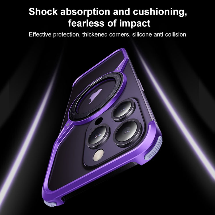 For iPhone 14 Frameless Rotation Holder Magsafe Metal Phone Case(Dark Purple) - free shipping - PMC Jewellery - Order now!