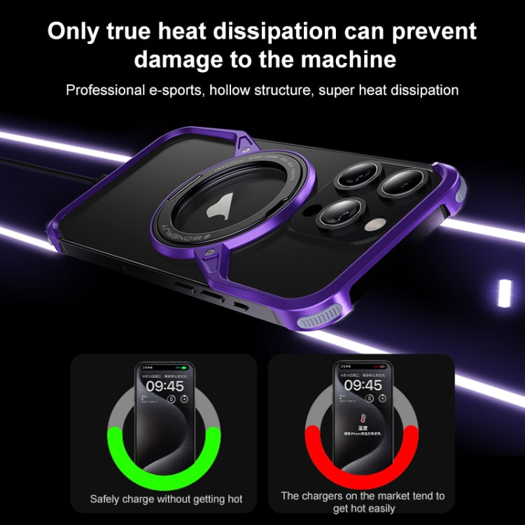 For iPhone 16 Frameless Rotation Holder Magsafe Metal Phone Case(Dark Purple) - iPhone 16 Cases by PMC Jewellery | Online Shopping South Africa | PMC Jewellery | Buy Now Pay Later Mobicred