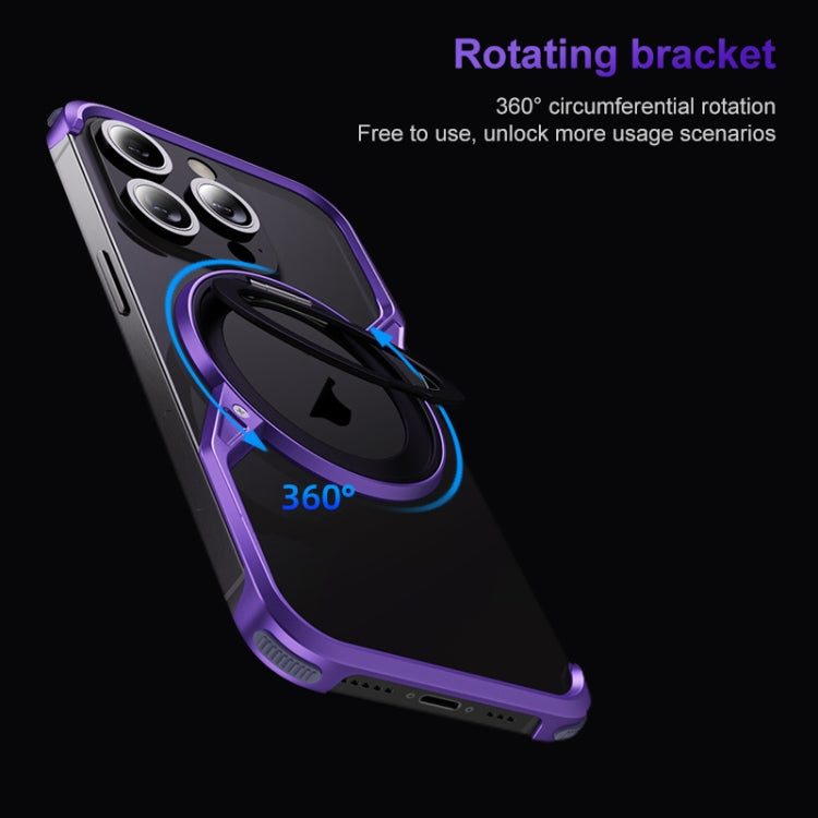 For iPhone 14 Frameless Rotation Holder Magsafe Metal Phone Case(Dark Purple) - free shipping - PMC Jewellery - Order now!