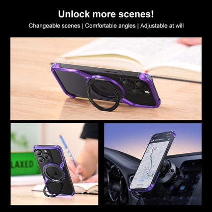 For iPhone 14 Frameless Rotation Holder Magsafe Metal Phone Case(Dark Purple) - iPhone 14 Cases by PMC Jewellery | Online Shopping South Africa | PMC Jewellery | Buy Now Pay Later Mobicred