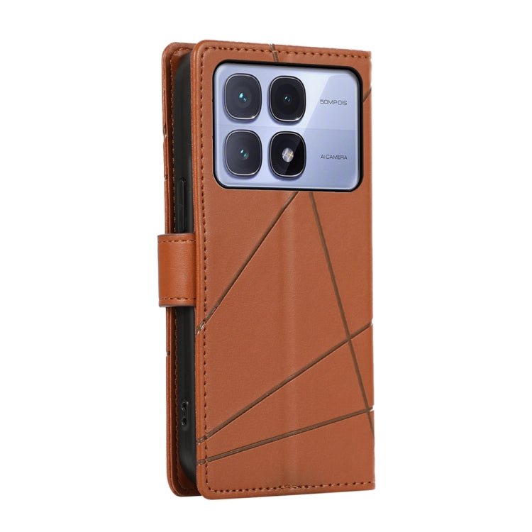 For Redmi K70 Ultra PU Genuine Leather Texture Embossed Line Phone Case(Brown) - Xiaomi Cases by PMC Jewellery | Online Shopping South Africa | PMC Jewellery | Buy Now Pay Later Mobicred