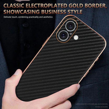 For iPhone 16 Plus AZNS Electroplated Edge Carbon Fiber Texture Phone Case(Black) - iPhone 16 Plus Cases by AZNS | Online Shopping South Africa | PMC Jewellery | Buy Now Pay Later Mobicred