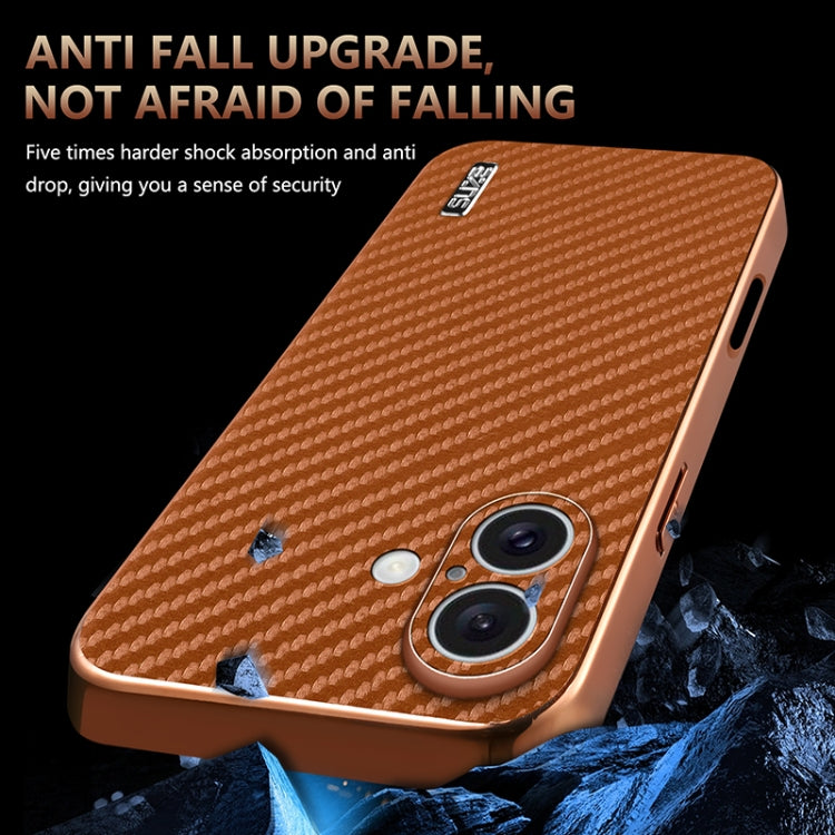 For iPhone 16 AZNS Electroplated Edge Carbon Fiber Texture Phone Case(Blue) - iPhone 16 Cases by AZNS | Online Shopping South Africa | PMC Jewellery | Buy Now Pay Later Mobicred