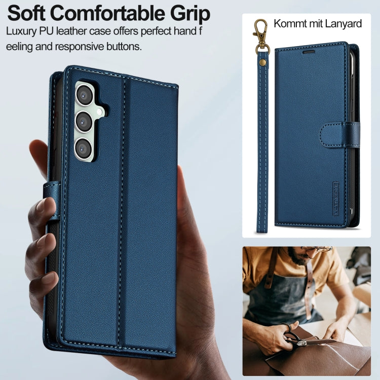 For Samsung Galaxy S24 FE 5G LC.IMEEKE L2 Series Detachable Magsafe PU Phone Case with Lanyard(Blue) - Galaxy S24 FE 5G Cases by LC.IMEEKE | Online Shopping South Africa | PMC Jewellery | Buy Now Pay Later Mobicred