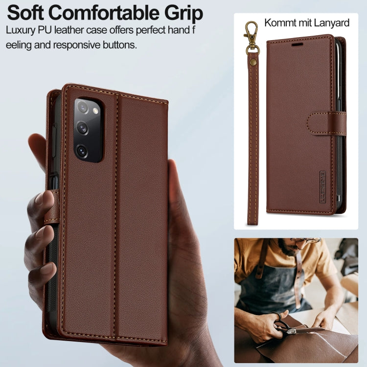 For Samsung Galaxy S20 FE 5G LC.IMEEKE L2 Series Detachable Magsafe PU Phone Case with Lanyard(Brown) - Galaxy Phone Cases by LC.IMEEKE | Online Shopping South Africa | PMC Jewellery | Buy Now Pay Later Mobicred