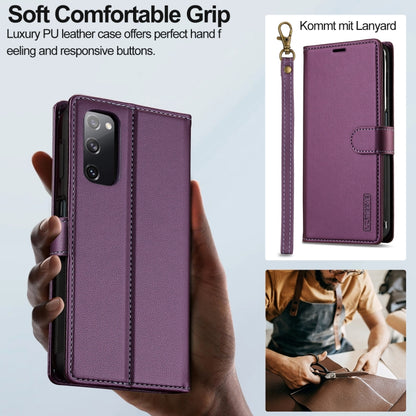 For Samsung Galaxy S20 FE 5G LC.IMEEKE L2 Series Detachable Magsafe PU Phone Case with Lanyard(Purple) - Galaxy Phone Cases by LC.IMEEKE | Online Shopping South Africa | PMC Jewellery | Buy Now Pay Later Mobicred