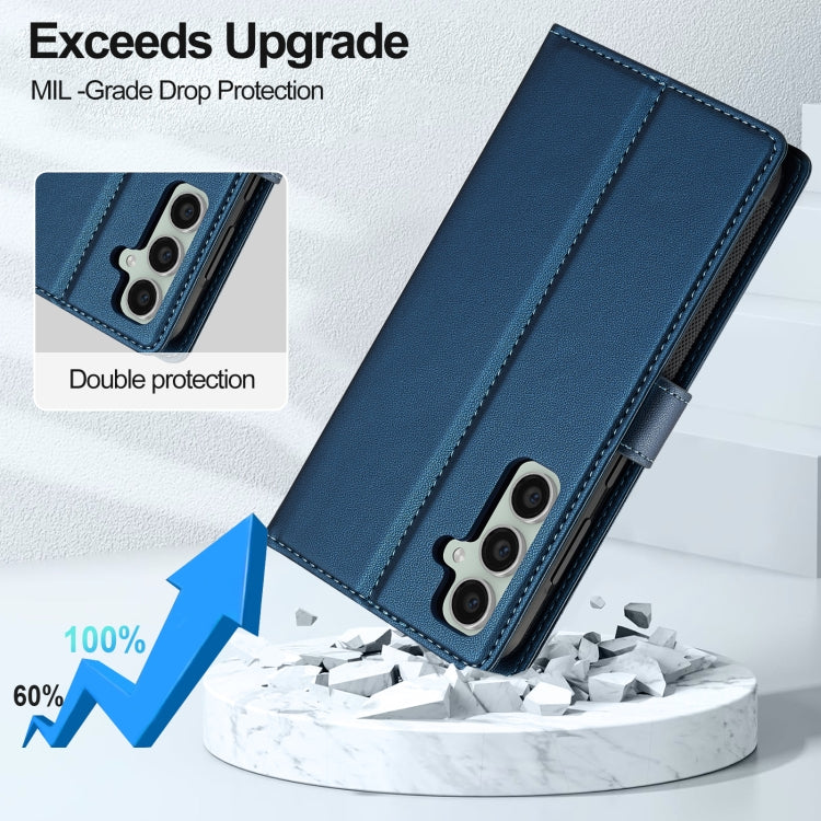 For Samsung Galaxy A55 5G LC.IMEEKE L2 Series Detachable Magsafe PU Phone Case with Lanyard(Blue) - Galaxy Phone Cases by LC.IMEEKE | Online Shopping South Africa | PMC Jewellery | Buy Now Pay Later Mobicred