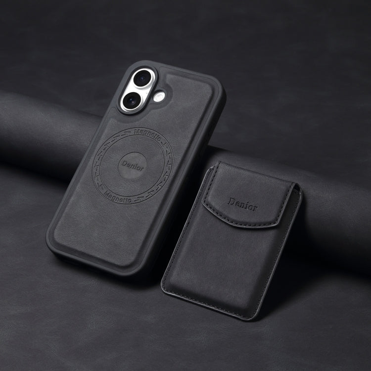 For iPhone 16 Denior D19 Skin Feel MagSafe Detachable Card Slot Phone Case(Black) - iPhone 16 Cases by Denior | Online Shopping South Africa | PMC Jewellery | Buy Now Pay Later Mobicred