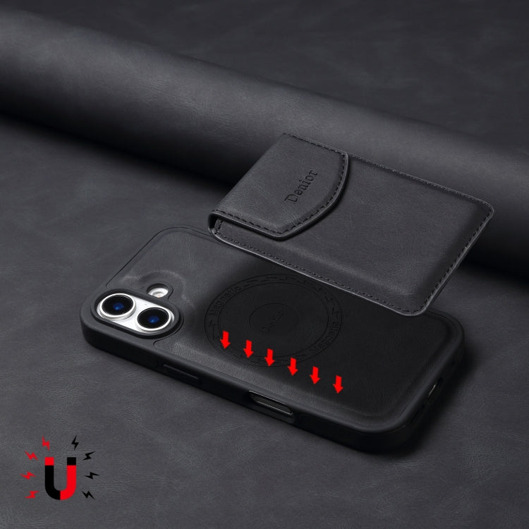 For iPhone 16 Denior D19 Skin Feel MagSafe Detachable Card Slot Phone Case(Black) - iPhone 16 Cases by Denior | Online Shopping South Africa | PMC Jewellery | Buy Now Pay Later Mobicred