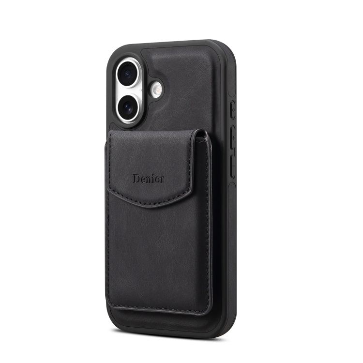 For iPhone 16 Denior D19 Skin Feel MagSafe Detachable Card Slot Phone Case(Black) - iPhone 16 Cases by Denior | Online Shopping South Africa | PMC Jewellery | Buy Now Pay Later Mobicred