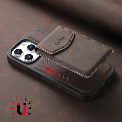 For iPhone 15 Pro Max Denior D19 Skin Feel MagSafe Detachable Card Slot Phone Case(Brown) - iPhone 15 Pro Max Cases by Denior | Online Shopping South Africa | PMC Jewellery | Buy Now Pay Later Mobicred