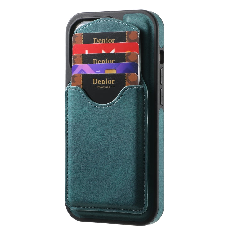 For iPhone 16 Plus Denior D20 Skin Feel MagSafe Holder Detachable Card Slot Phone Case(Blue) - iPhone 16 Plus Cases by Denior | Online Shopping South Africa | PMC Jewellery | Buy Now Pay Later Mobicred