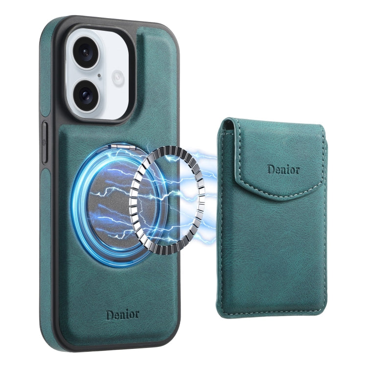 For iPhone 16 Plus Denior D20 Skin Feel MagSafe Holder Detachable Card Slot Phone Case(Blue) - iPhone 16 Plus Cases by Denior | Online Shopping South Africa | PMC Jewellery | Buy Now Pay Later Mobicred