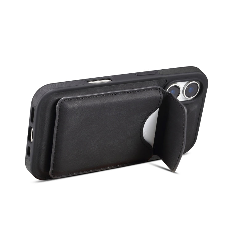 For iPhone 16 Plus Denior D20 Skin Feel MagSafe Holder Detachable Card Slot Phone Case(Black) - iPhone 16 Plus Cases by Denior | Online Shopping South Africa | PMC Jewellery | Buy Now Pay Later Mobicred