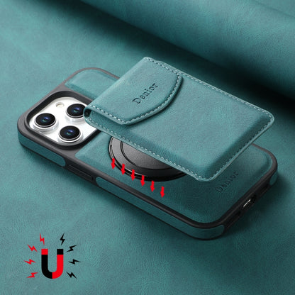 For iPhone 16 Denior D20 Skin Feel MagSafe Holder Detachable Card Slot Phone Case(Blue) - iPhone 16 Cases by Denior | Online Shopping South Africa | PMC Jewellery | Buy Now Pay Later Mobicred