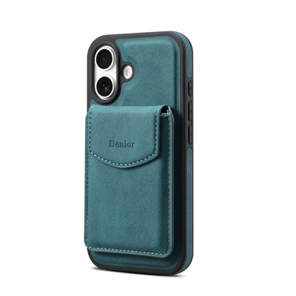 For iPhone 16 Denior D20 Skin Feel MagSafe Holder Detachable Card Slot Phone Case(Blue) - iPhone 16 Cases by Denior | Online Shopping South Africa | PMC Jewellery | Buy Now Pay Later Mobicred