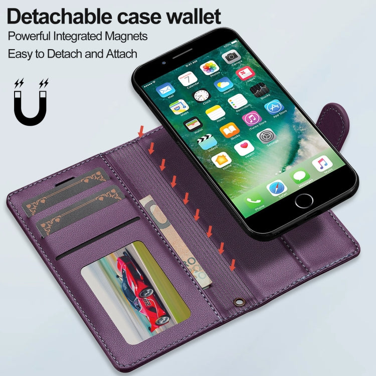 For iPhone 7 / 8 / SE 2020 2022 LC.IMEEKE L2 Series Detachable Magsafe PU Phone Case with Lanyard(Purple) - iPhone SE 2022 / 2020 / 8 / 7 Cases by LC.IMEEKE | Online Shopping South Africa | PMC Jewellery | Buy Now Pay Later Mobicred