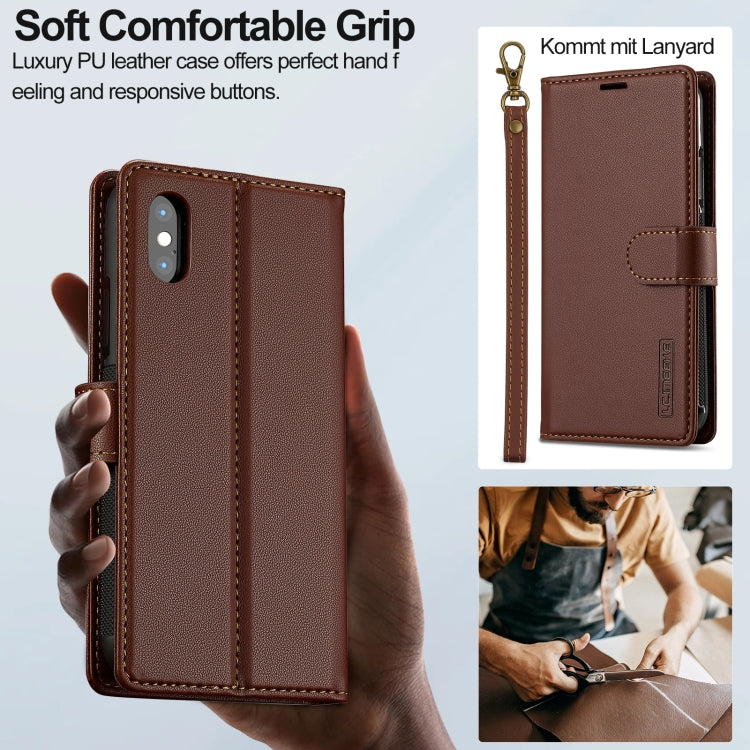 For iPhone XR LC.IMEEKE L2 Series Detachable Magsafe PU Phone Case with Lanyard(Brown) - More iPhone Cases by LC.IMEEKE | Online Shopping South Africa | PMC Jewellery | Buy Now Pay Later Mobicred