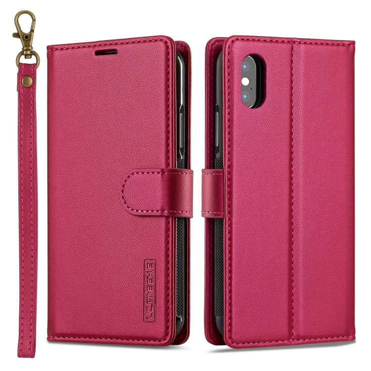 For iPhone XS Max LC.IMEEKE L2 Series Detachable Magsafe PU Phone Case with Lanyard(Red) - More iPhone Cases by LC.IMEEKE | Online Shopping South Africa | PMC Jewellery | Buy Now Pay Later Mobicred