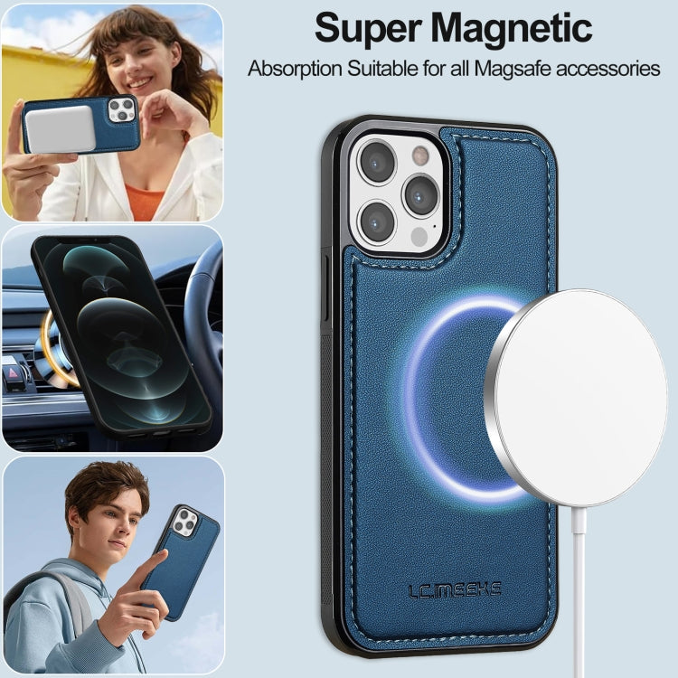 For iPhone 12 / 12 Pro LC.IMEEKE L2 Series Detachable Magsafe PU Phone Case with Lanyard(Blue) - iPhone 12 / 12 Pro Cases by LC.IMEEKE | Online Shopping South Africa | PMC Jewellery | Buy Now Pay Later Mobicred