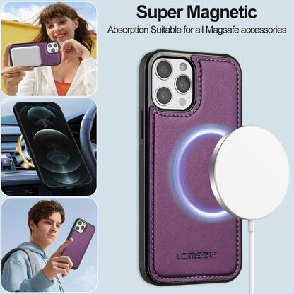 For iPhone 12 / 12 Pro LC.IMEEKE L2 Series Detachable Magsafe PU Phone Case with Lanyard(Purple) - iPhone 12 / 12 Pro Cases by LC.IMEEKE | Online Shopping South Africa | PMC Jewellery | Buy Now Pay Later Mobicred