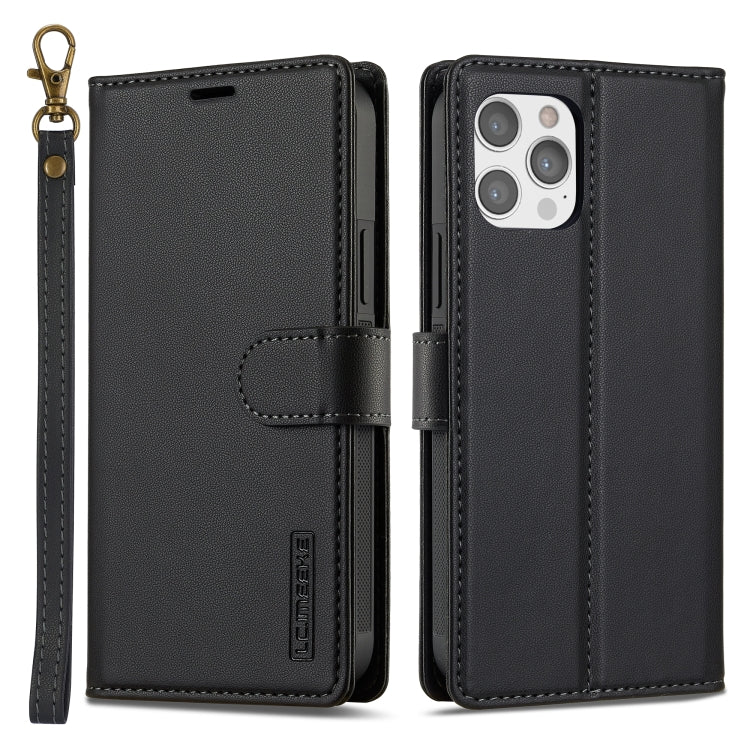 For iPhone 12 Pro Max LC.IMEEKE L2 Series Detachable Magsafe PU Phone Case with Lanyard(Black) - iPhone 12 Pro Max Cases by LC.IMEEKE | Online Shopping South Africa | PMC Jewellery | Buy Now Pay Later Mobicred