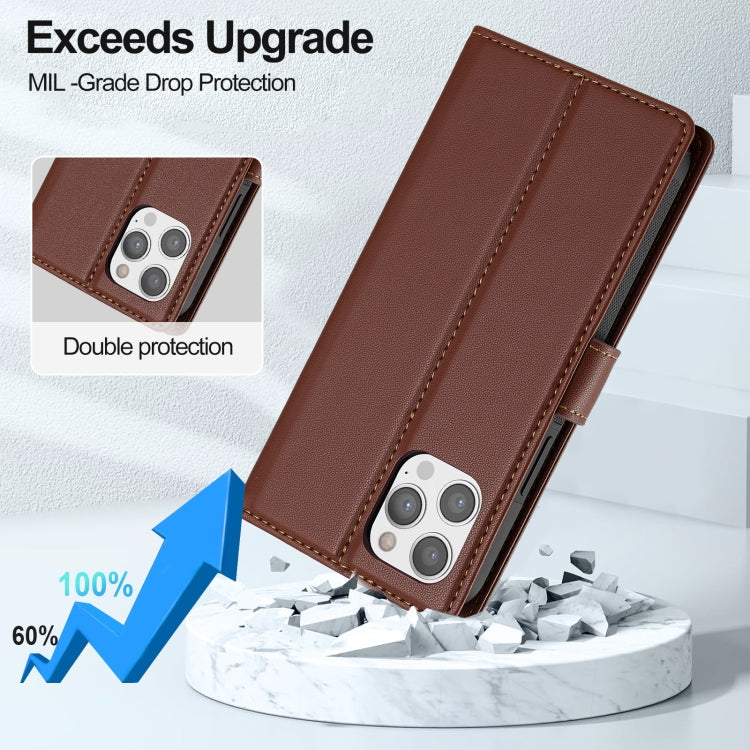 For iPhone 14 Pro Max LC.IMEEKE L2 Series Detachable Magsafe PU Phone Case with Lanyard(Brown) - iPhone 14 Pro Max Cases by LC.IMEEKE | Online Shopping South Africa | PMC Jewellery | Buy Now Pay Later Mobicred