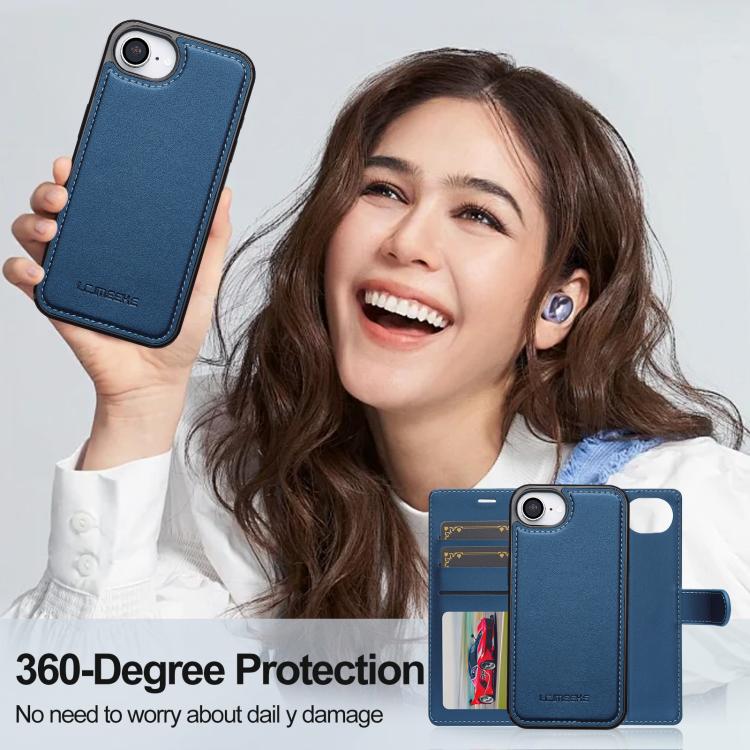 For iPhone 16e LC.IMEEKE L2 Series Detachable Magsafe PU Phone Case with Lanyard(Blue) - free shipping - PMc TechLife - Order now!