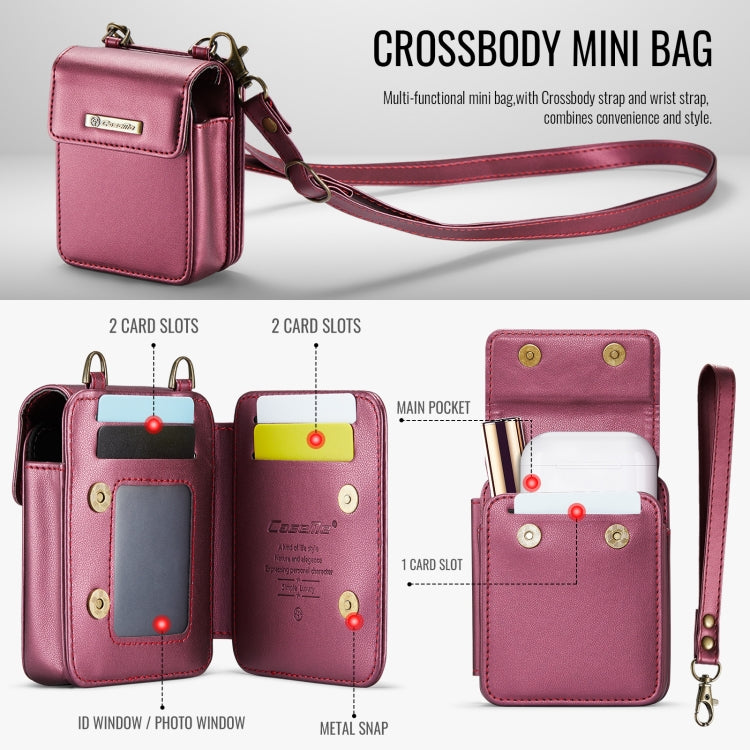 CaseMe Me50 Mini Universal Bag for Apple and Samsung Headphones + Lipstick(Wine Red) - For AirPods 1/2 by CaseMe | Online Shopping South Africa | PMC Jewellery | Buy Now Pay Later Mobicred