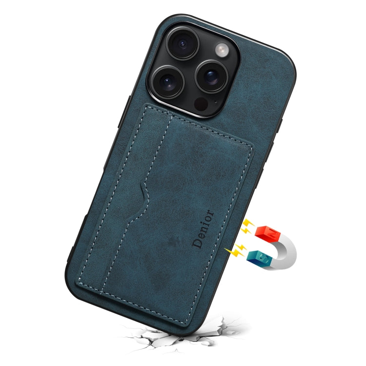 For iPhone 16 Pro Denior D08 PU Single Card Slot Holder Phone Case(Blue) - free shipping - PMC Jewellery - Order now!