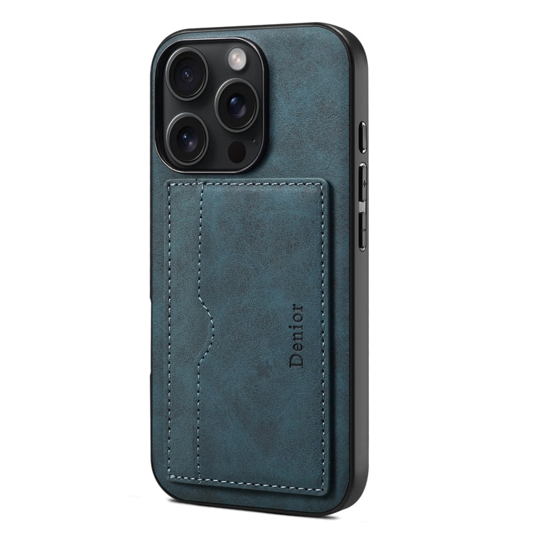 For iPhone 16 Pro Max Denior D08 PU Single Card Slot Holder Phone Case(Blue) - iPhone 16 Pro Max Cases by Denior | Online Shopping South Africa | PMC Jewellery | Buy Now Pay Later Mobicred