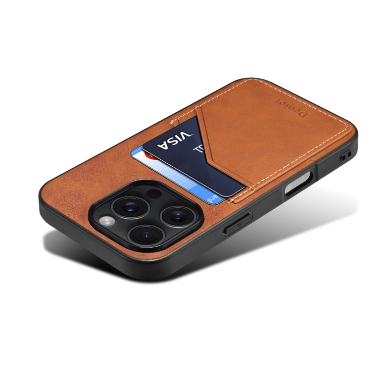 For iPhone 16 Denior D09 PU Dual Card Slot Back Cover Phone Case(Brown) - free shipping - PMC Jewellery - Order now!