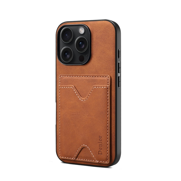 For iPhone 16 Denior D06 PU Back Cover Card Slot Holder Phone Case(Brown) - iPhone 16 Cases by Denior | Online Shopping South Africa | PMC Jewellery | Buy Now Pay Later Mobicred