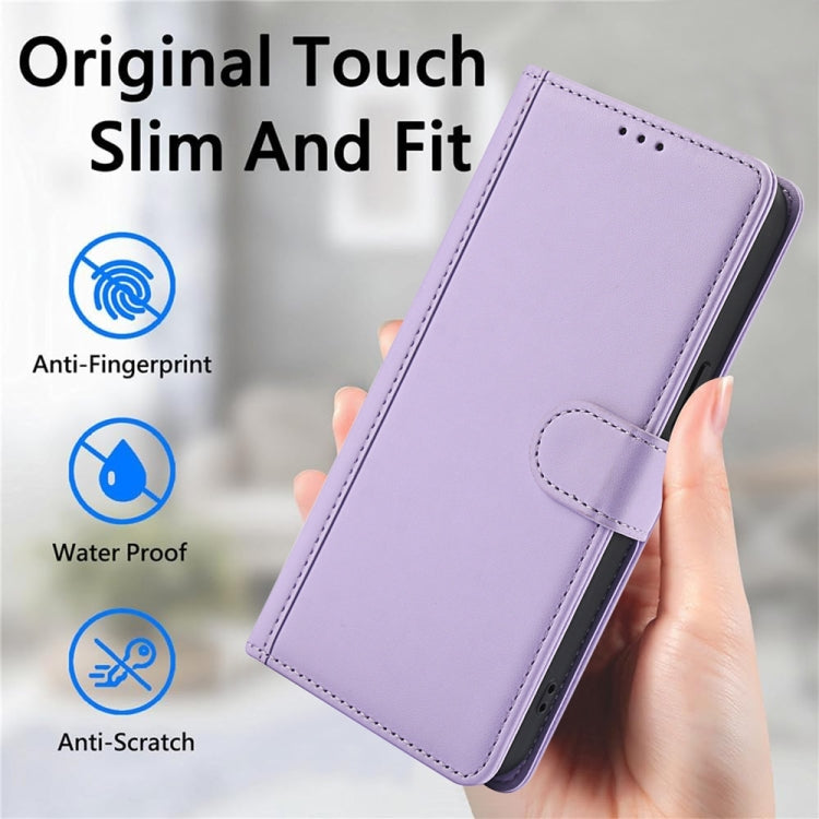 For Samsung Galaxy S25 5G Skin Feel Pure Color Card Slots Leather Phone Case with Dual Lanyard(Purple) - Galaxy S25 5G Cases by PMC Jewellery | Online Shopping South Africa | PMC Jewellery | Buy Now Pay Later Mobicred