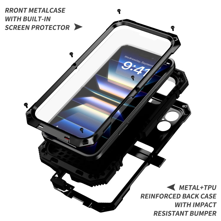 For iPhone 16 Plus R-JUST Life Waterproof Dustproof Shockproof Phone Case(Black) - iPhone 16 Plus Cases by R-JUST | Online Shopping South Africa | PMC Jewellery | Buy Now Pay Later Mobicred