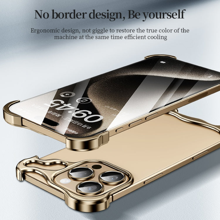 For iPhone 16 Plus Frameless Metal Corner Pad Phone Case with Lens Film(Black) - free shipping - PMC Jewellery - Order now!