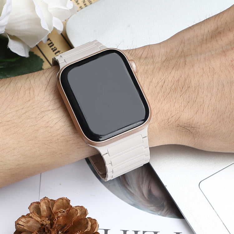 For Apple Watch SE 44mm Tri-beads Magnetic Hoop Silicone Watch Band(Starlight) - free shipping - PMc TechLife - Order now!